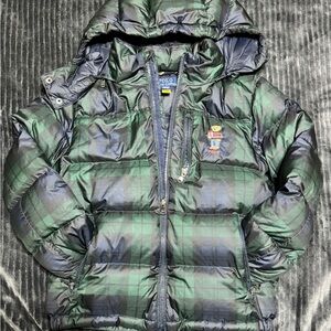Polo Ralph Lauren Green Plaid Puffer Jacket